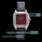 AAA Replica Cartier Santos Red Dial Leather Strap Swiss Quartz Ladies Watch 